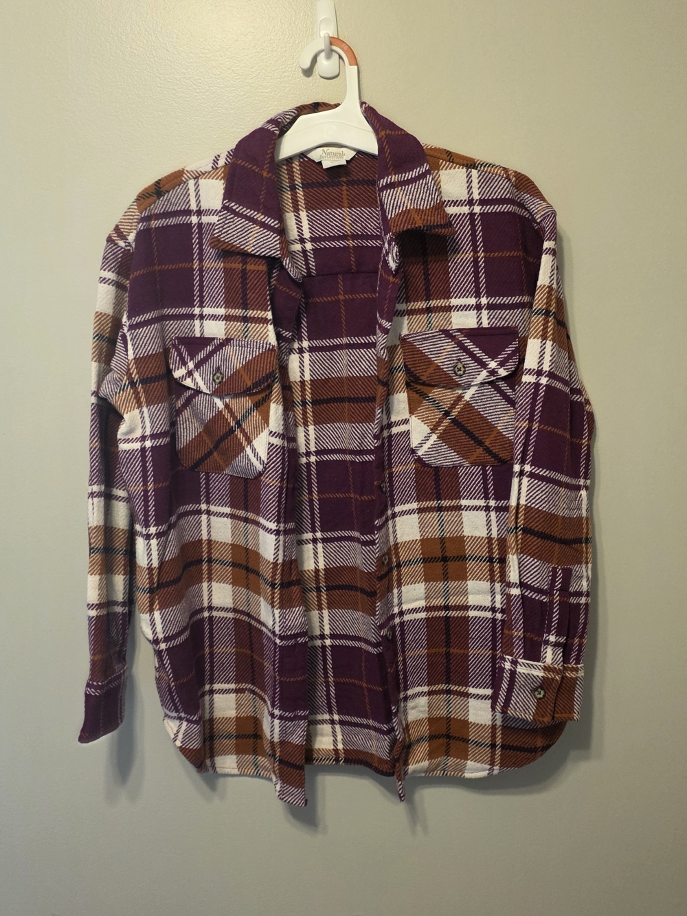 Natural Reflections Plum, Brown & White Plaid Button-Down Shirt
